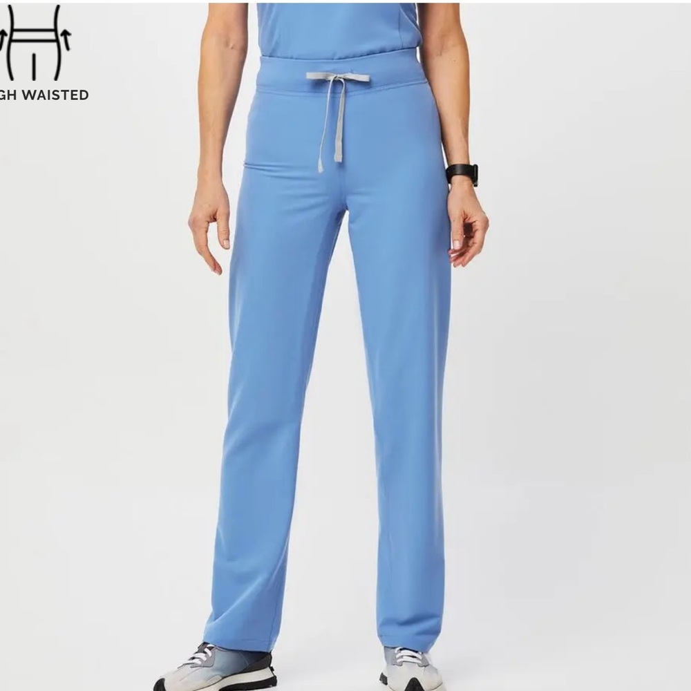 Figs High Waisted Livingston Scrub Pant - Ceil Blue